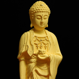 如来佛西方三圣 铸金阿弥陀佛佛像摆件 属猪狗本命佛居家供奉家用