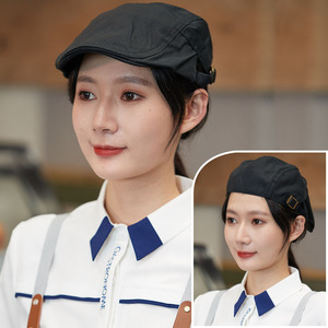 定制工作帽可调节咖啡厅西餐服务员贝雷帽团队男女前进帽印logo