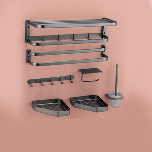 九牧卫浴五金挂件套餐太空铝毛巾架浴巾架家装厕所浴室卫生间套装