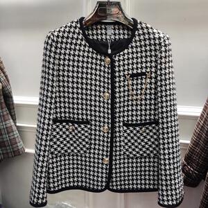 格琳菲尔2022春秋季装新款女装格林菲尔千鸟格子外套小香风短西服