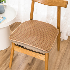 夏季藤席椅子垫马蹄形坐垫夏天凉垫加厚海绵座椅垫防滑透气餐椅垫