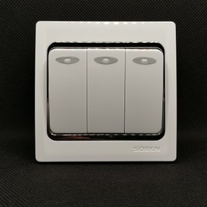 松本电工开关插座三位单控大跷板墙壁面板16a单极面板开关三位