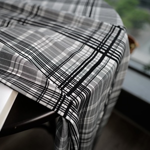 能猫布料 黑白大气格纹真丝双绉丝绸面料 通勤衬衫连衣裙