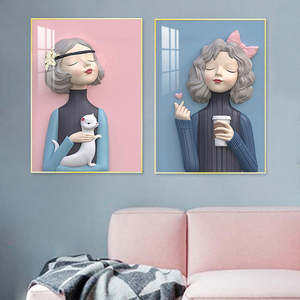 儿童房装饰画女孩房间布置挂画少女卧室画床头背景墙画温馨墙壁画