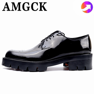 香港代购AMGCK男鞋高端亮面增高休闲鞋商务男士正装皮鞋英伦风鞋