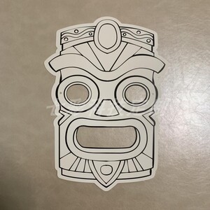 部落图腾填色面具儿童diy水彩笔绘画面具 空白线条涂色送参考彩图