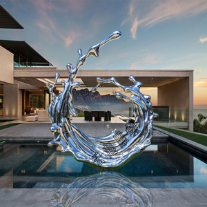 定制不锈钢浪花雕塑水滴摆件镜面抽象招财户外装饰现代白钢镜面水