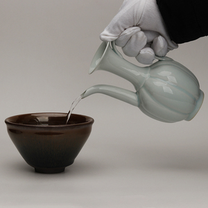 仿宋点茶小号影青手执壶汤瓶茶酒壶宋代点茶斗茶比赛培训练习茶壶