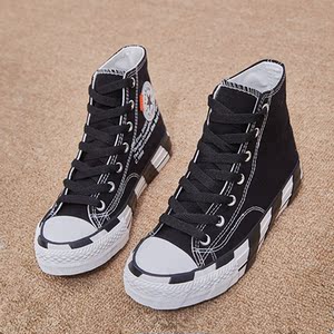 匡威帆布鞋1970s高帮女鞋条纹鞋底鸳鸯黑白棋盘offwhite联名男鞋