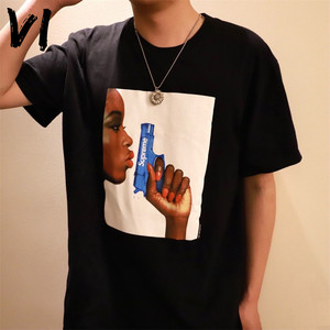 supreme 21ss water pistol tee水枪手枪短袖红唇黑人照片t恤男女