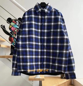 balenciaga/巴黎世家服棉男秋冬新款宽松格纹格子衬衫棉衣外套女