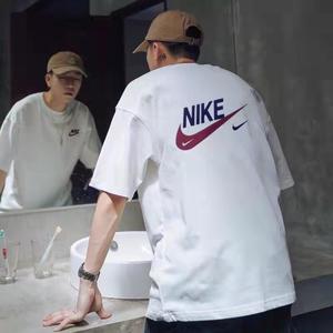 Nike耐克2024新款夏季短袖T恤男款宽松大码纯棉体恤潮牌半袖白色