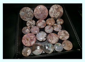 {晴天石头}特价天然樱花玛瑙无孔带晶洞矿坑圆形大吊坠适合diy