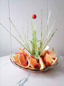 ktv果盘装饰花餐厅果盘假花水果拼盘插花网红仿真西瓜皮雕刻模板