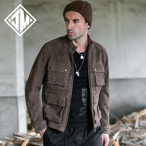 猎装男皮衣多口袋