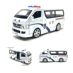 丰田海狮警车1:32仿真合金声光汽车模型回力面包车 金属玩具车