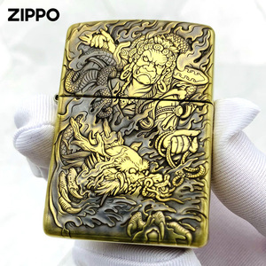 打火机zippo男士正品盔甲鬼王浮雕不动明王zoop煤油机zp签名送礼