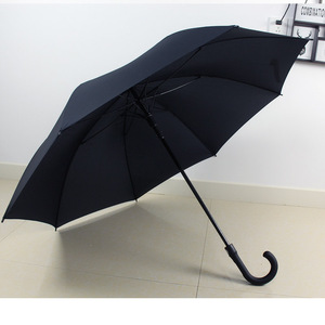 超大长柄碳纤维伞男士黑胶结实商务防晒弯把雨伞1.2米27寸大黑i.