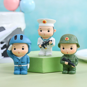 2024新款军人战士桌面摆件海军陆军空军蛋糕装饰手办建军节纪念品