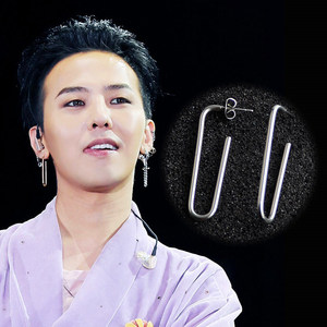 韩国gd权志龙同款耳钉潮人中性冷淡风朋克耳饰品回形针钛钢耳环男