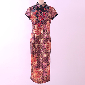 法国碧阳 专柜品牌 2020夏季新款女装旗袍婚礼婆婆装绣花连衣裙