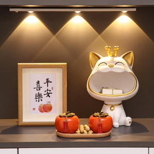 招财猫柿柿如意柿子摆件事事玄关装饰品乔迁之喜新居暖房搬家礼物