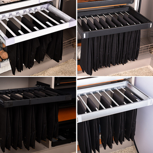 伸缩裤架 衣柜衣橱衣帽间柜内五金裤挂缓冲阻尼推拉挂衣架西裤架