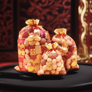 中式喜糖袋纱袋婚庆用品装糖果的喜字袋子回礼袋卡通手提糖袋大号