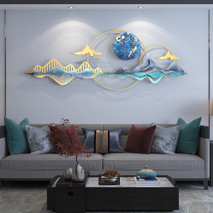 客厅电视机柜背景墙挂饰新中式轻奢挂件墙上装饰品大气壁挂沙发墙