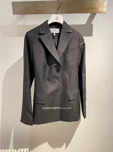 瓜瓜英国代购 loewe/罗意威 4折多 20秋冬 黑色翻领西装外套 女装