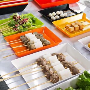 串串盘子10个装 仿瓷火锅店商用密胺彩色炸串展示选菜烧烤盘摆盘