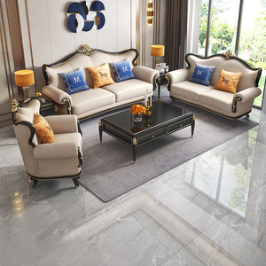 欧式实木真皮沙发 整装别墅客厅美式轻奢沙发123组合奢华简欧家具