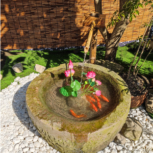 乡巴佬园艺淘宝农家竹流水 竹筒流水 鱼缸过滤器 石槽鱼池 摆件竹子