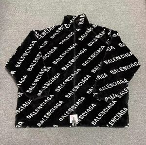 【cor】balenciaga/巴黎世家 22fw黑色满logo字母 泰迪羊羔毛外套