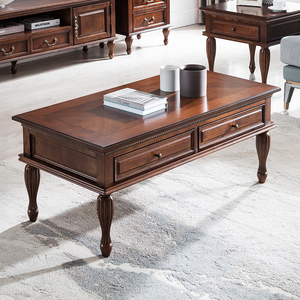 美式茶几桌现代简约实木茶几电视柜组合小户型家用长方形茶桌边几