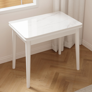 岩板餐桌现代简约可折叠小户型客厅家用实木餐椅组合多功能的桌子