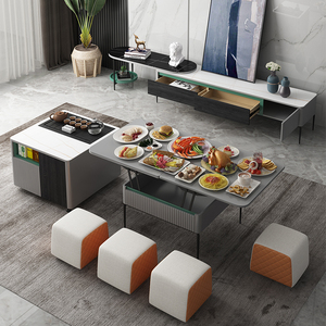 岩板可移动泡茶台升降茶几餐桌两用功夫茶多功能家用客厅阳台茶台