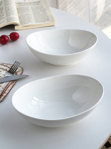 Annie Garden 出口订单  ins日式简约白色陶瓷外螺纹元宝碗沙拉碗
