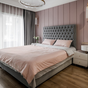 新款法式布艺软包床头单卖美式轻奢松木拉扣床头双人主卧婚床高靠