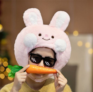 少女心网红可爱嘟嘟小兔子帽子甜美卖萌ins卡通兔耳朵头套帽自拍