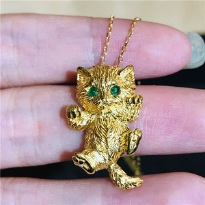 ink珠宝 18k黄金猫咪一体式项链 颈饰女