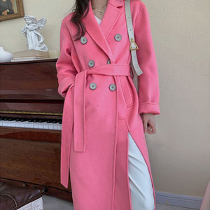 双面羊绒大衣紫色