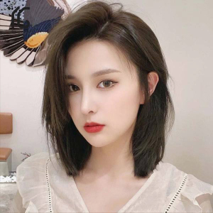 蕾丝偏分锁骨发假发女全头真发自然无痕递针中长直发真人发丝头套