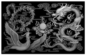 龙凤呈祥精雕图浮雕图灰度图龙风戏珠雕刻图龙凤背景墙雕刻图jdp