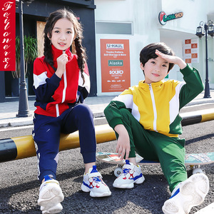 男童秋装套装2018新款韩版儿童拼接运动两件套中大童装帅气卫衣潮