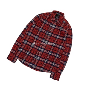 【现货】chrome hearts 克罗心 格子 暗纹十字架 袖口 贴皮 衬衫