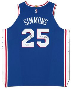 代购nba球员本 西蒙斯费城76人队亲笔签名蓝色球衣 含sa证书