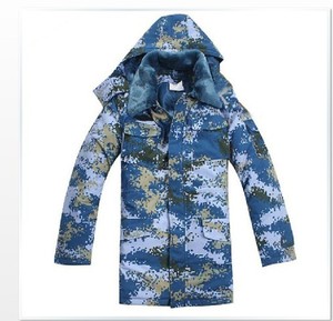 新品抗寒海洋迷彩大衣 迷彩军大衣海军作训棉服 抗寒保暖棉衣
