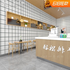 网红自粘黑白格子防水壁纸奶茶小吃店厨房餐厅方格商铺用装修墙纸