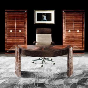 半圆书桌 弧形 简约现代 大班桌 扪皮书桌 烤漆电脑桌 港式办公桌